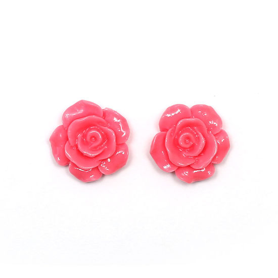 Hot pink flower clip-on earrings