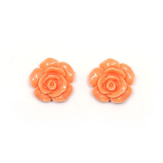 Orange flower clip-on earrings