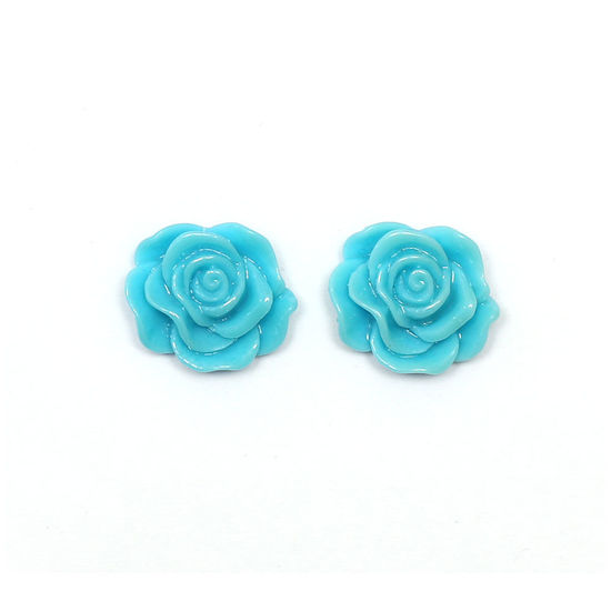 Blue flower clip-on earrings