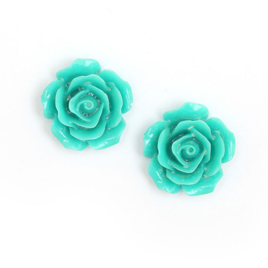 Sea green flower clip-on earrings