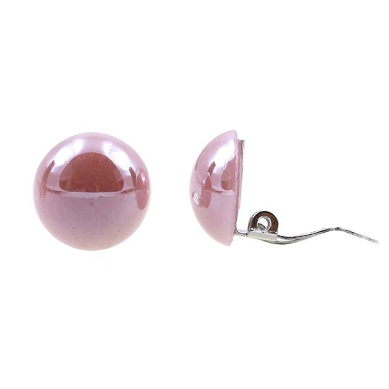Pink porcelain dome clip-on earrings