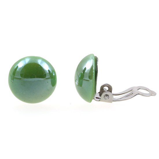 Green Porcelain Dome Clip-on Earrings