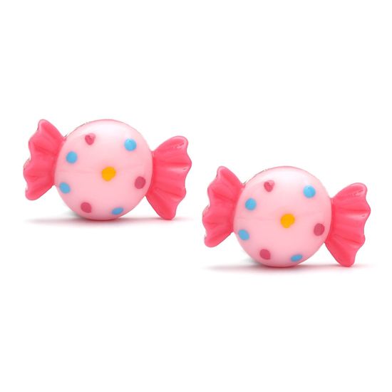 Baby Pink Spotty Candy Clip on Earrings
