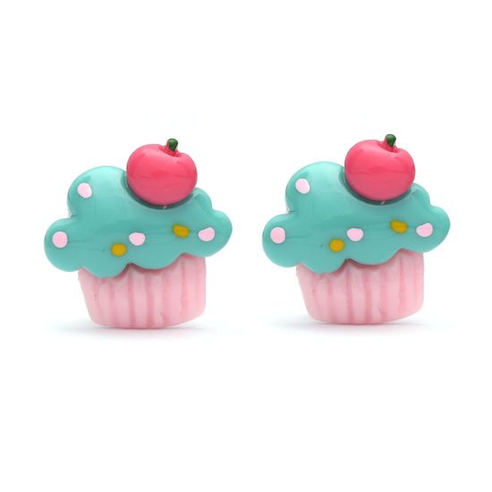 Green Fruit Cupcake Clip on Earrings