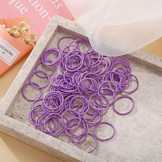 100 Pcs Purple Colour Hair Ties