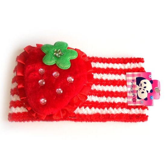 Red and white stripe hairband with strawberry