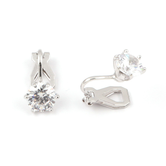 AAA quality zircon white gold plated clip on earrings with gift box