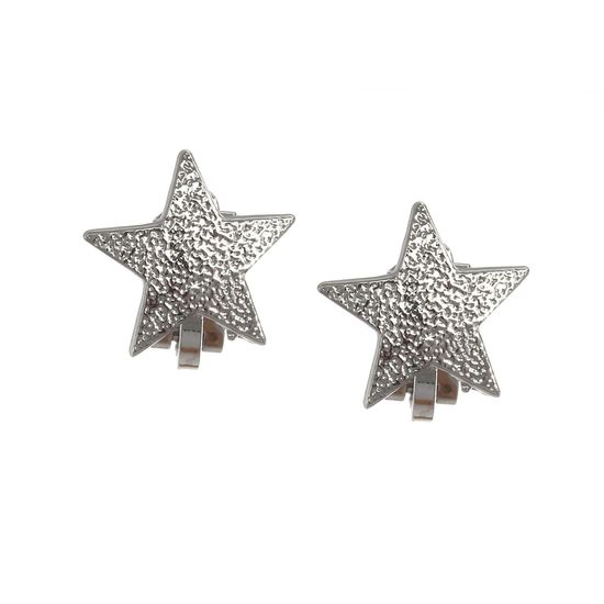 Silver-tone Matte Star Clip-on Earrings