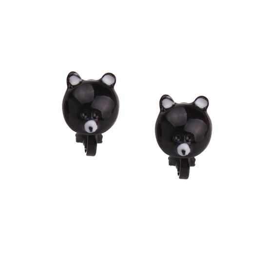 Black Bear Clip On Earrings