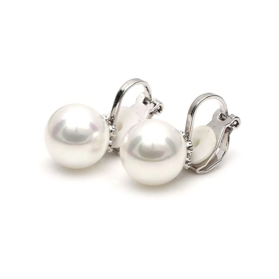 10 mm White Shell Pearl Gold Plated Clip On Earrings