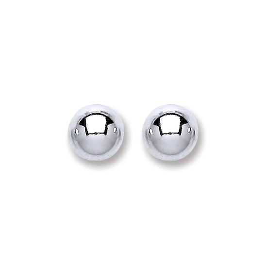 Sterling Silver 6mm Ball Rhodium Plated Stud Earrings 
