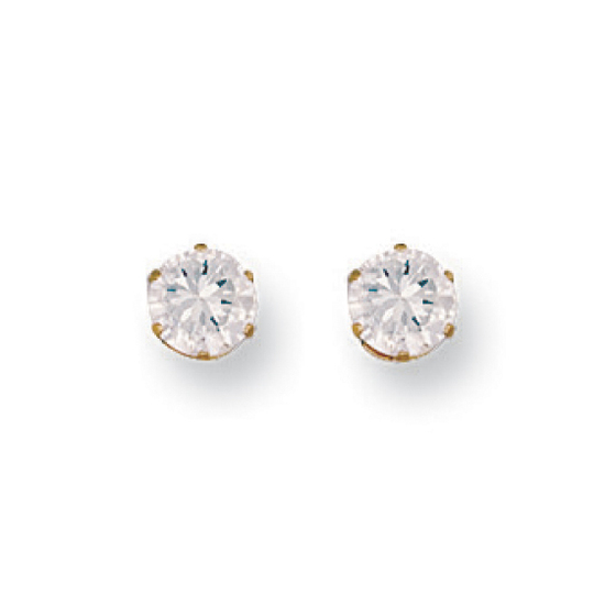 9ct Yellow Gold 5mm Claw Set CZ Stud Earrings
