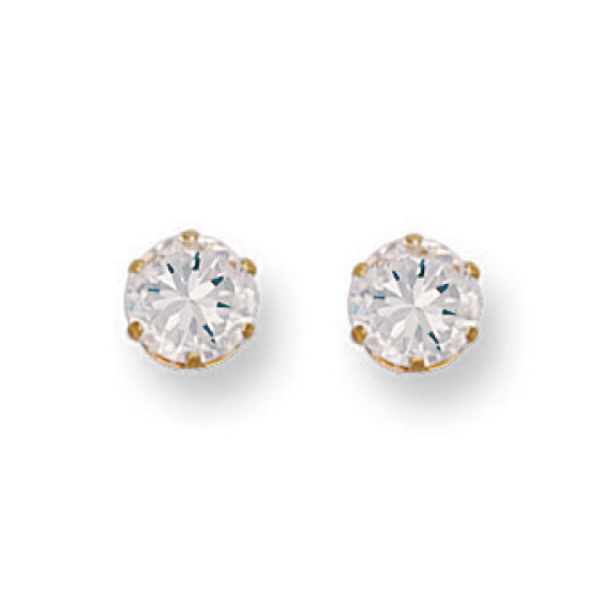 9ct Yellow Gold 6mm Claw Set CZ Stud Earrings
