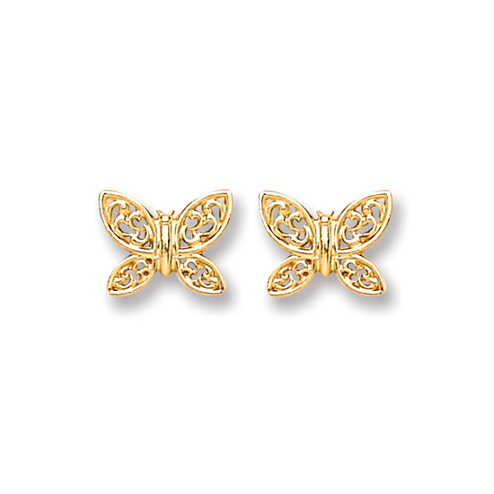 9ct Yellow Gold Butterfly Stud Earrings