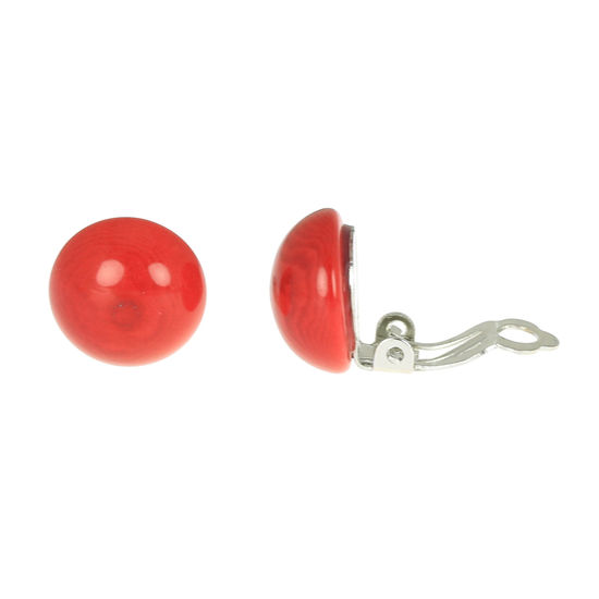 Red Domes Tagua Clip-on Earrings, 14mm